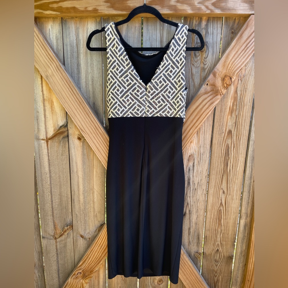 Ralph Lauren Evening Sequin Ruched MIDI Dress Size 8